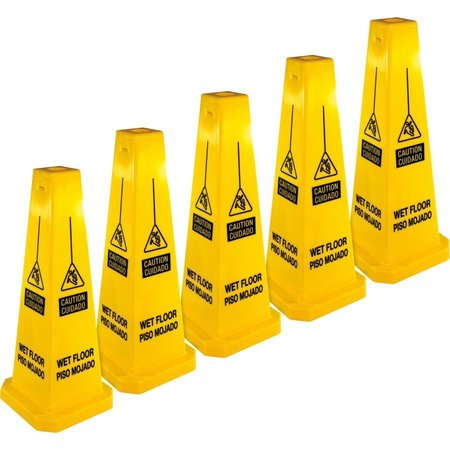 GENUINE JOE Bright 4-sided Caution Safety Cone, 24" Height, 10" Width, Polypropylene, Cone, English; Spanish GJO58880CT